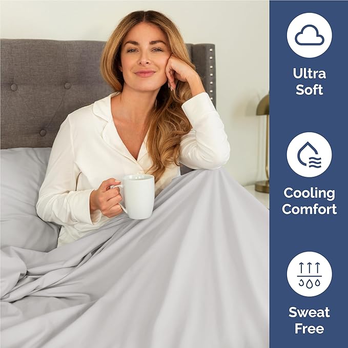 Full 6 Piece Sheet Set - Cooling & Breathable Bed Sheets - Hotel Luxury Bed Sheets for Women, Men, Kids & Teens - Bedding with Deep Pockets & Easy Fit - Soft and Wrinkle Free - Full French Grey Sheets
