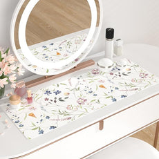 QIYI Floral Mouse Pad, Large Desk Mat for Desktop, Women Girls Watercolor Flowers Office Décor Desk Accessories, PU Leather Waterproof Gaming Mousepad, Wildflowers Desk Pad Computer Mat, 31.5