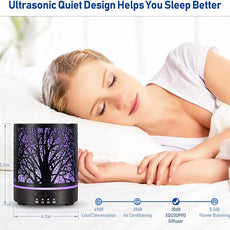 Essential Oil Diffuser Aromatherapy Diffuser -300ml Metal Electric Ultrasonic Cool Mist Oil Diffuser for Large Room with Auto Shut-Off Protection, 4 Timer Setting &7 Colors Night Light for Home Office