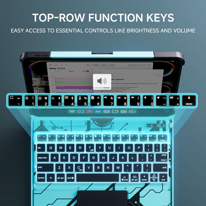 Transparent Keyboard Case for iPad 11” (10th & 11th Gen) – 360° Rotating, Backlit, Trackpad