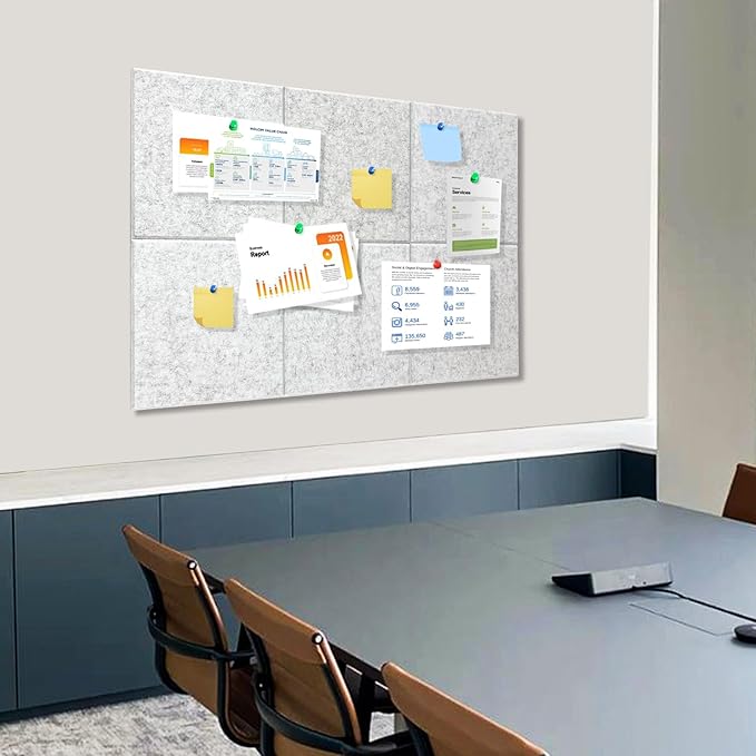 Thick Cork Board Tiles for Wall with Push Pins, 36"x24"x0.47" Bulletin Board Sets, Self-Adhesive Pin Board | Magrowill 6 Packs Felt Panels for Office Home Classroom Dorm