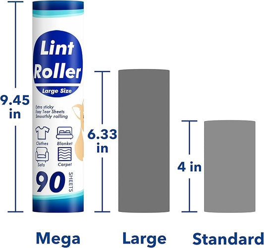 360 Sheets Sticky Lint Rollers Refills for 9.45'' Width Large Lint Roller, Floor Lint Roller Refills