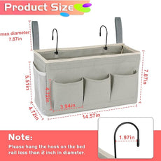 Loghot Bedside Caddy/Bedside Storage Bag Hanging Organizer for Bunk and Hospital Beds,Dorm Rooms Bed Rails,Can be Placed Glasses,Books,Mobile Phones,Keys (New Grey)