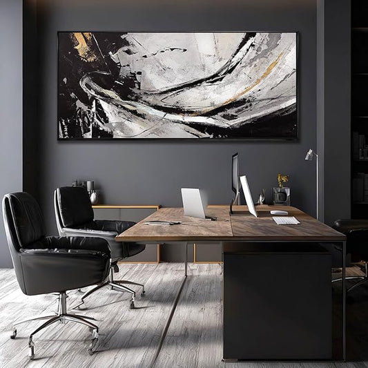 XIANSHOU Black and White Wood Wall Decor Abstract Photo Prints Contemporary Wall Art 32"x70" Large Pictures for Living Room Art for Office