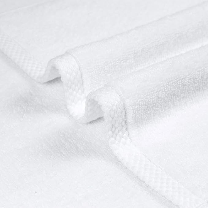Amazon basics 100% cotton Lightweight quick-dry hand towels, 8-pack, White, 28" x 16"