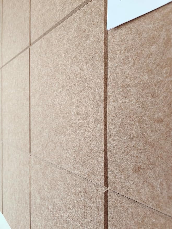 Felt Wall Tiles | Large Cork Board Alternative | Aesthetic Felt Bulletin Board for Office, Home & Classroom | Large Cork Boards for Walls Pinboard (12-Pack) | Suntan