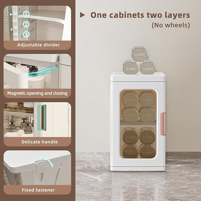 Mini Storage Cabinet with Doors and Shelves Countertop Cabinet Bathroom Storage Kitchen Cabinet with Adjustable Shelf Cabinet Organizer Toilet Paper Linen Closet 1 Layer(White)