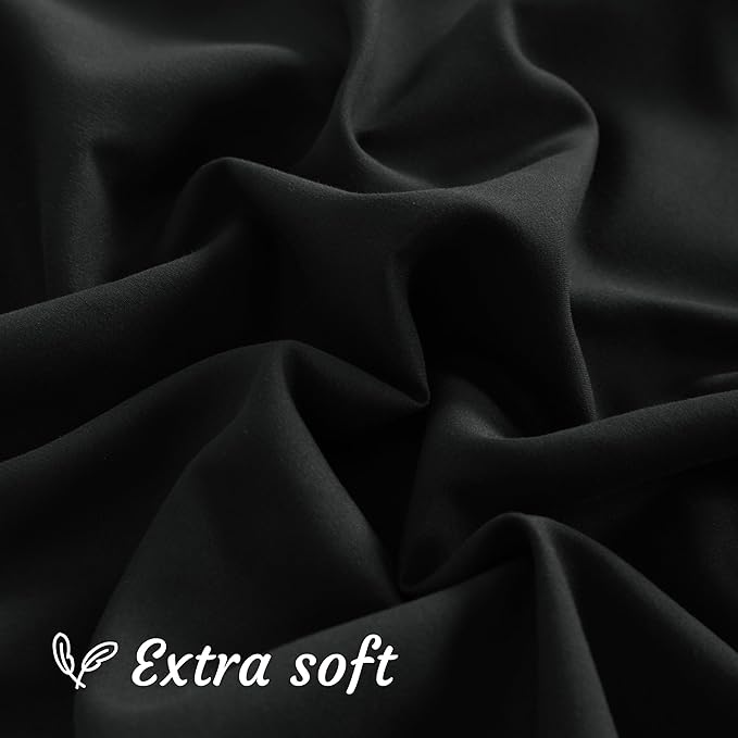 NTBAY Body Pillow Cases Set of 2, 2 Pack Brushed Microfiber 20x54 Pillow Cases, Soft, Wrinkle, Fade, Stain Resistant Black Pillow Cases with Envelope Closure, 20x54 Inches, Black