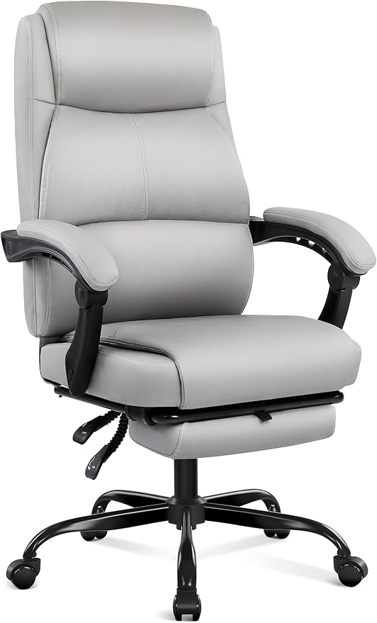 Misolant Big and Tall Office Chair with Footrest, High Back Desk Chair with Linkage Armrest, 90-155° Recline Executive Computer Chairs with Adjustable Height for Home