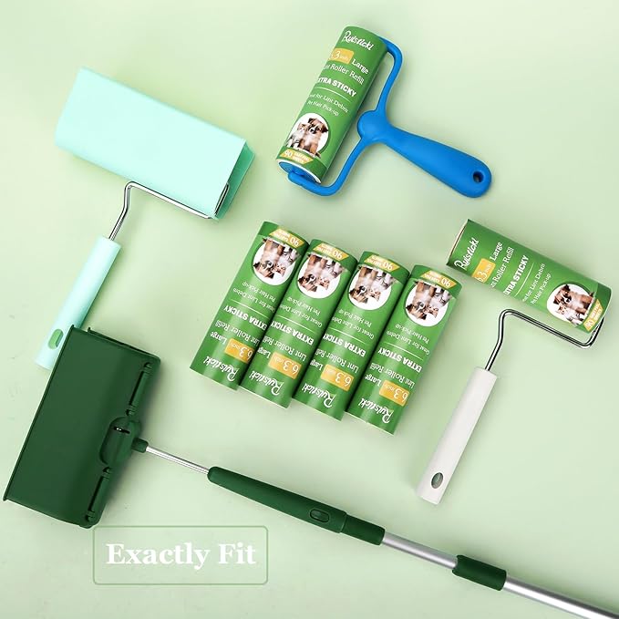 6.3 inch Lint Roller Refills Only for 6.3'' Large Lint Rollers Extra Sticky Lint Pet Hair 6.3 inch Replacement Rolls, Pack of 4 Refills, 90 Sheets per Refill, 360 Sheets Total