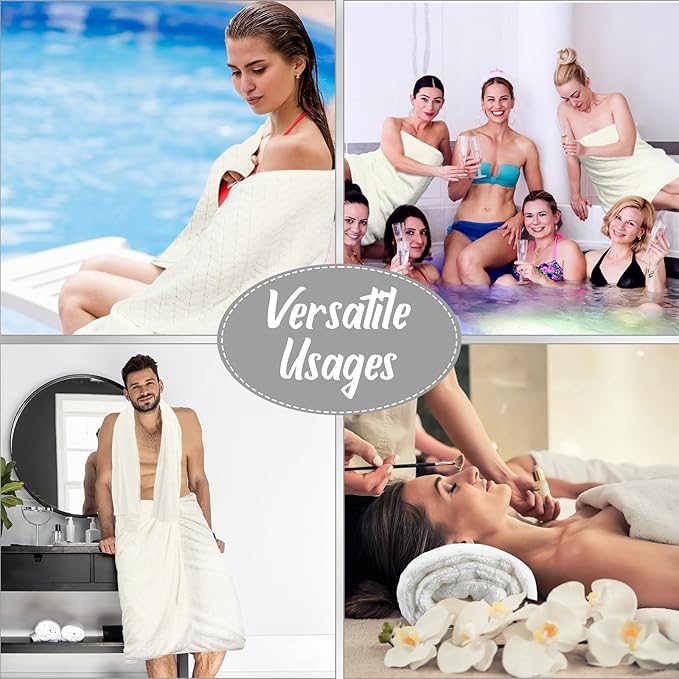 16 Pack Microfiber Bath Towels Bulk 27'' x 60'' Oversized Size Bath Towel Highly Absorbent Extra Large Soft Drying for Shower Beach Winter Salon Sport Gym Party (Wheat,White)