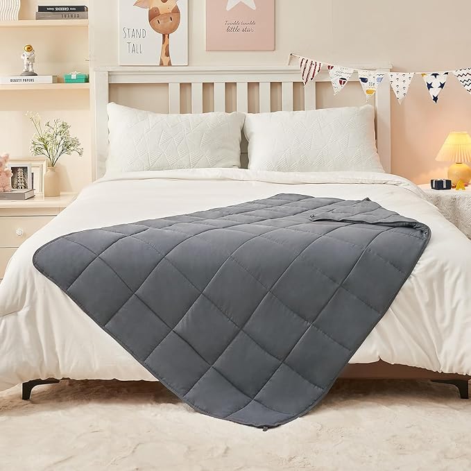 yescool Weighted Blanket 10 Pounds Twin Cooling Weighted Lap Blanket, Grey Heavy Blanket for Sleeping, Weighted Throw Blanket Gift for 80-110lbs, 48"x72"