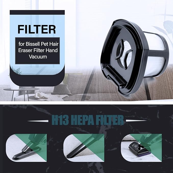 2579 Vacuum Replacement Filters Compatible with Bissell Pet Hair Eraser 2390A 2389 & AutoMate 2284W Lithium Ion Cordless Hand Vacuum,Compare to Part # 1614212, 1614203 & 1614204