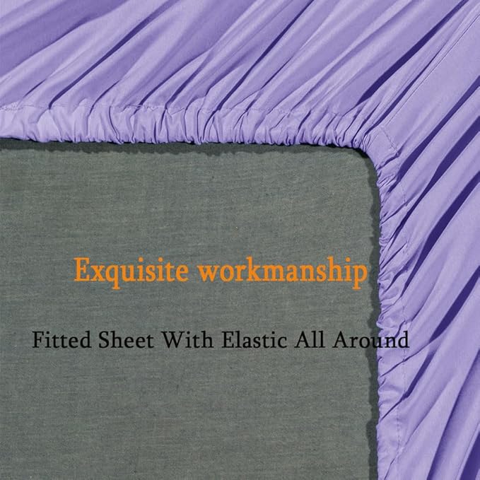 SONORO KATE Bed Sheet Set Super Soft Microfiber 1800 Thread Count Luxury Egyptian Sheets Fit 18-24 Inch Deep Pocket Mattress Wrinkle-6 Piece (Lavender, Queen)