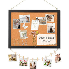 Double-Sided Cork Board for Wall, 16