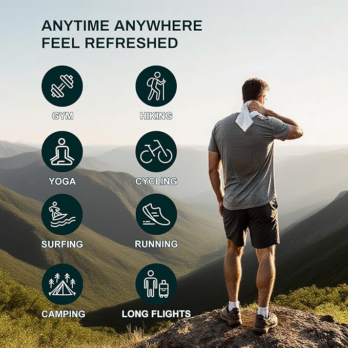 Extra Large Body Wipes (24" x 8"), 5X Bigger No Rinse Bathing Towelettes, Portable Cooling Cleansing Wipes 36 Pack for Gym, Camping, Hiking & Outdoor Sports
