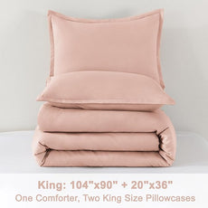 Litanika Comforter Set, Lightweight Solid Bedding Comforter Set, Fluffy Down Alternative Bed Set, Blush Pink, King