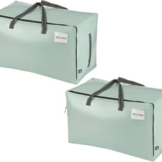 VENO 2 Pack Moving Bags and Large Christmas Decoration Storage Bins with lids. Alternative to Moving Boxes, Packing Supplies for College. Heavy Duty Totes (Shiny Light Green, 2 Pack)
