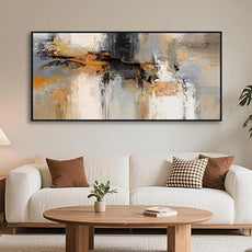 AJAZIKO Large Abstract Canvas Wall Art - Wall Art for Living Room and Bedroom, Modern Wall Decor in Orange and Gray Hues, Perfect Office Decorations for Work