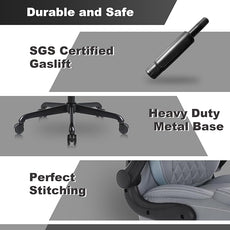 Youhauchair Executive Office Chair, Ergonomic PU Leather Computer Desk Chair with Lumbar Support, Flip-up Armrests and Adjustable Height, for Home Office, Grey