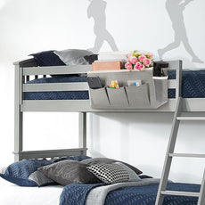 Bedside Storage Caddy/Bedside Hanging Storage Bag for Headboards Bunk Beds Dorm Rooms Book Phone Magazine Holder (New Grey)