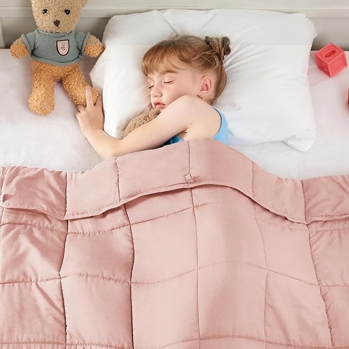 yescool Pink Weighted Blanket 7 Pounds Cooling Weighted Lap Blanket, Heavy Blanket for Sleeping, Weighted Throw Blanket Gift for 60-80lbs, 40"x60"