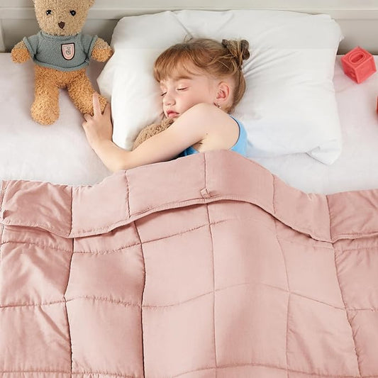 yescool Pink Weighted Blanket 7 Pounds Cooling Weighted Lap Blanket, Heavy Blanket for Sleeping, Weighted Throw Blanket Gift for 60-80lbs, 40"x60"