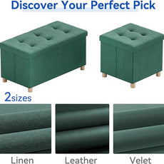 BRIAN & DANY 30 Inches Folding Storage Ottoman Bench, Ottoman with Storage Bench for Bedroom, Living Room, Entryway, Foot Rest with Legs, Dark Green