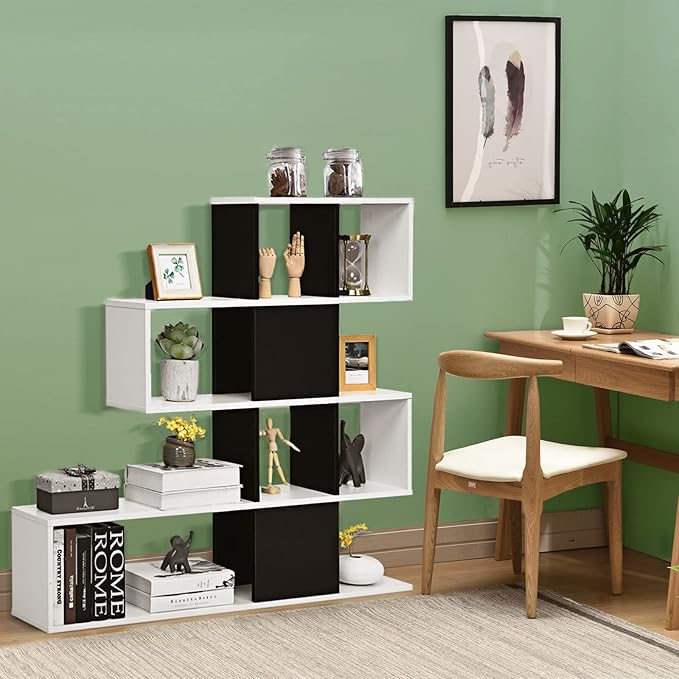 Tangkula 8 Cubes Bookshelf, Modern Ladder Corner Bookcase, 8-Cube Open Stepped Storage Bookcase, 5-Tier Display Shelf for Home Office, 47 x 8 x 43 Inch, Living Room Divider Booksheif