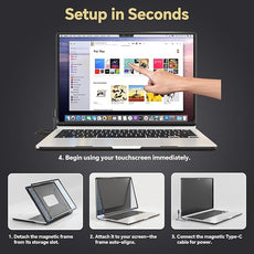 10-Point Infrared Touch Screen Frame for MacBook Air 15 Inch, High-Precision Magnetic Touchpad, Trackpad Activator with Multi-Gesture Control, Ultra-Thin Hard Shell Case & Passive Stylus Pen Included