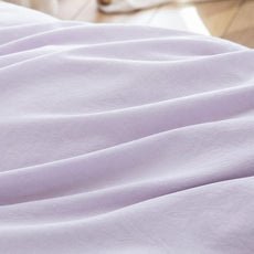 BESTOUCH Duvet Cover Set 100% Washed Cotton Linen Feel Super Soft Comfortable Chic Lightweight 3 PCs Home Bedding Set Solid Taro Purple Oversized Queen