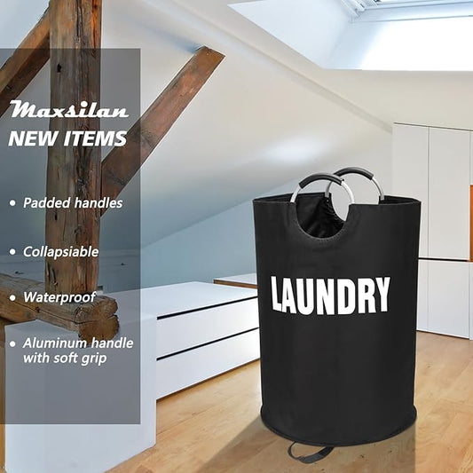 160L XX-Large Laundry Basket, Freestanding Tall Clothes Hamper, Collapsible Laundry Bag, Black
