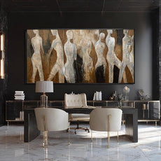 CHUDANHAO Black Line Wall Decor Brown Canvas Wall Art Figure Wall Decorations 29