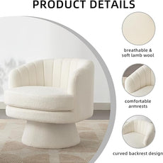 CANMOV Swivel Accent Chair with Armrest, Modern 360 Degree Swivel Barrel Chair with Curve Back and Soft Cushion,Comfy Round Sherpa Teddy Armchair Single Sofa for Living Room,Bedroom,Waiting Room,Beige