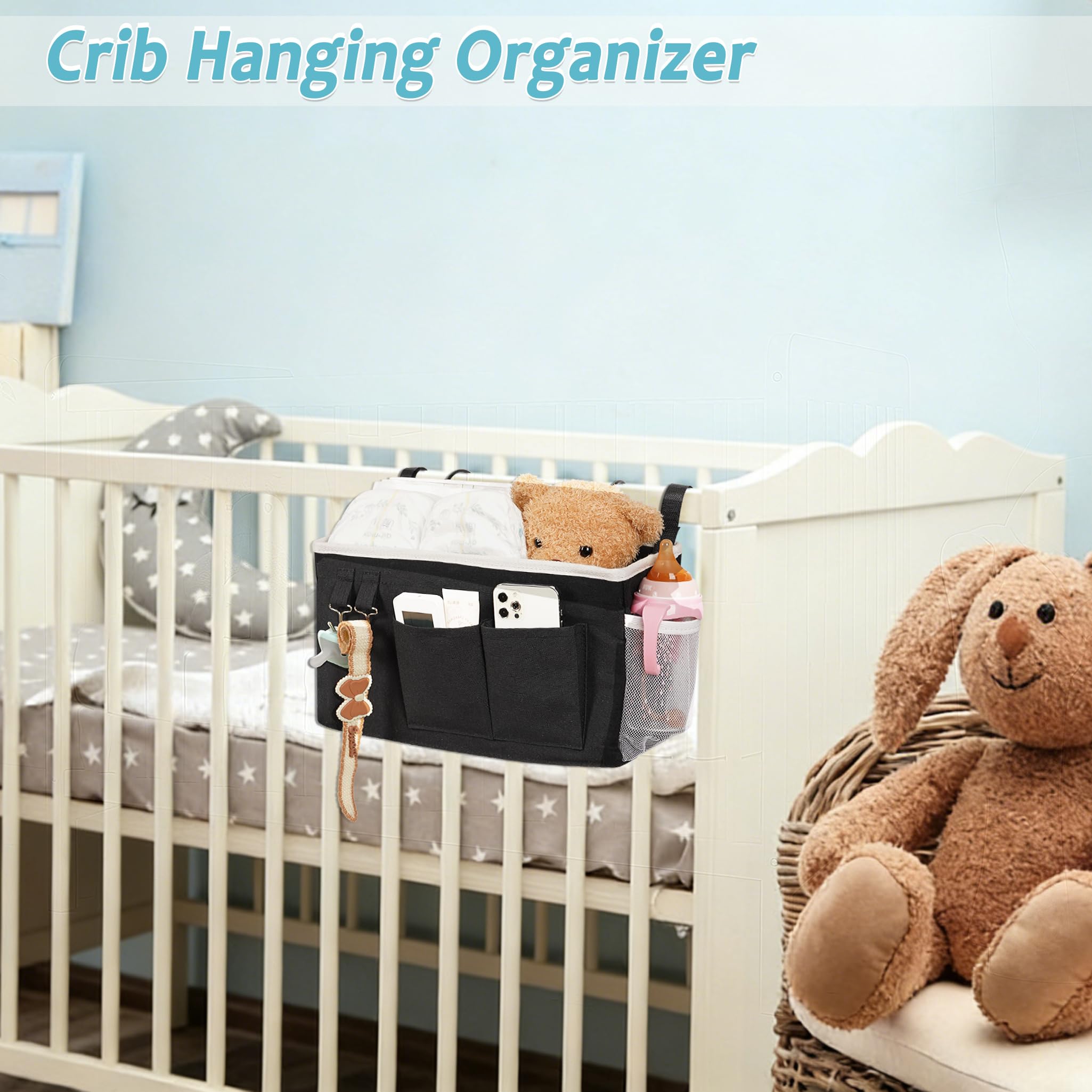 Loghot Bedside Caddy/Bedside Storage Bag Hanging Organizer for Bunk and Hospital Beds,Dorm Rooms Bed Rails,Can be Placed Glasses,Books,Mobile Phones,Keys (Light Pink) Dormly