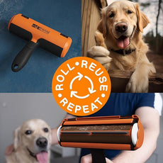 Triton Pet Hair Removal Tool w/Fur Trapping Compartment, 60% Smaller Storage Size, Reusable Shedding Roller, Cat and Dog Hair Remover for Car, Furniture, Carpet, Couch (Orange)