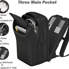 Expandable Travel Backpack, Business Laptop Backpack,TSA-Flight Approved Backpack with USB Charging Port fit 17.3 Inch Laptop for Men Women