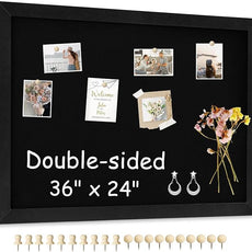 Double-Sided Black Cork Board with Linen, 36