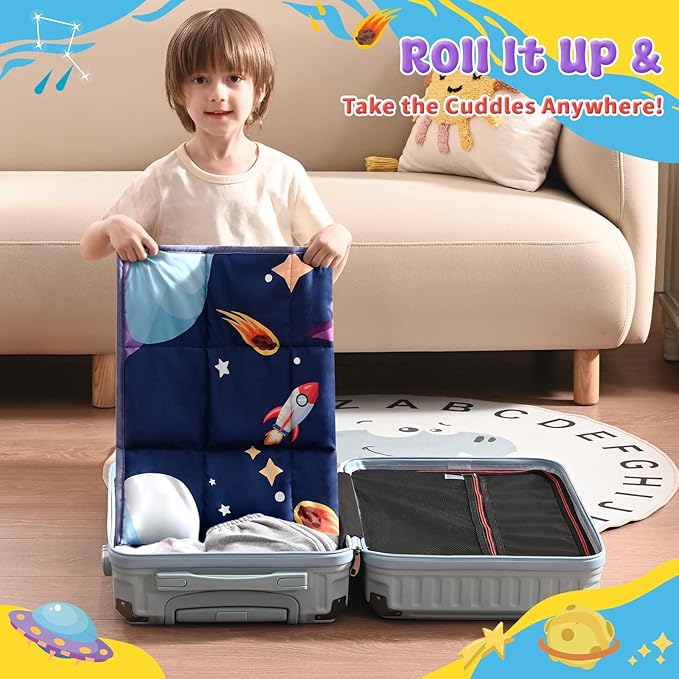 anfie Weighted Lap Pad 2 Pounds, Weighted Blanket Kids(20"*30") Cooling Blanket for Sleeping,Weighted Throw Blanket for Travel Indoor Outdoor(Blue Aerospace)