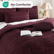 NEXHOME PRO Duvet Cover Queen Size, Blue 3 Pieces Boho Tufted Duvet Cover Set, Soft and Lightweight Microfiber Comforter Cover Set for All Season (Burgundy,90 x 90)-No Comforter