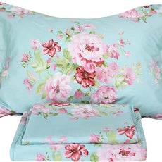 FADFAY Shabby Pink Floral Bed Sheet Set Cotton Deep Pocket Sheets 4-Piece King Size