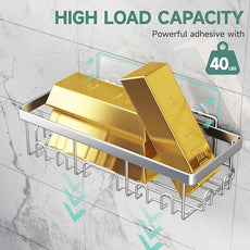 Veken Adhesive Shower Caddy 5-Pack,Heavy Weight Bearing,Large Wall Mounted Shower Shelves Rack,Organizer Storage Accessories with Soap Dish&Toothbrush Holder,Ideal for Bathroom,Home&Kitchen,Silver