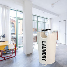 125L X-Large Laundry Basket, Freestanding Tall Clothes Hamper, Collapsible Laundry Bag, Beige