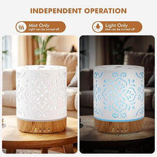 Essential Oil Diffuser for Home - 300ML Metal Aromatherapy Diffuser with Auto Shut-Off Protection & 4 Timers, Ultrasonic Cool Mist Humidifier with 7 Color LED Lights for Large Room, Home Office Décor