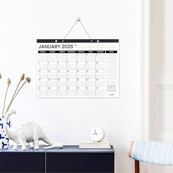 SUNEE Desk Calendar 2026 3 Packs - 18 Month Calendar Oct 2025 - Mar 2027, 17" x 12" Desktop Calendar with Notes, for Planning, Organizing in Family, School or Office - Black 2026 Calendar