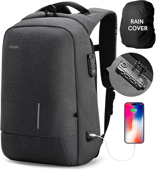 VGOAL Travel Laptop Backpack, Laptop Bookbag College Backpack Durable Water Proof with USB Charging Port for Men Women (FG6303-17)