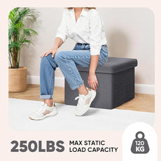 PINPLUS Storage Ottoman Cube Sherpa Ottoman Foot Rest,Small Foldable Portable Boucle Ottomans, Faux Teddy Fur, Grey 16.5