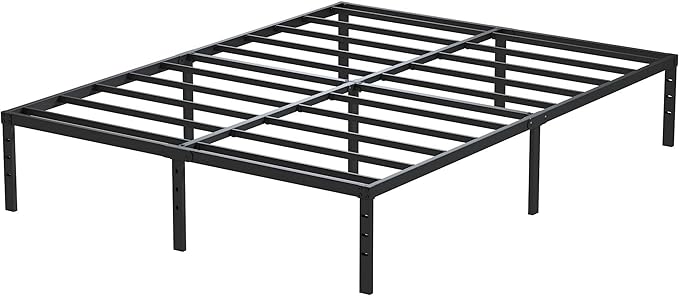 California King Bed Frames No Box Spring Needed, 14 Inch Heavy Duty Metal Platform Support Up to 3000 lbs with Steel Slat, Easy Assembly, Noise Free, Black