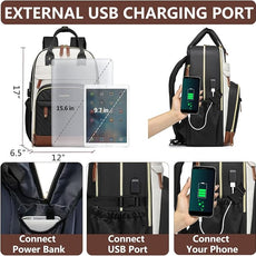 Laptop Backpack for Women Travel Backpacks - 15.6 Inch Laptop Computer Bag with Pouch Pocket Large Capacity Cup Purse Work Business Back pack College Teacher Bags Beige Black Brown