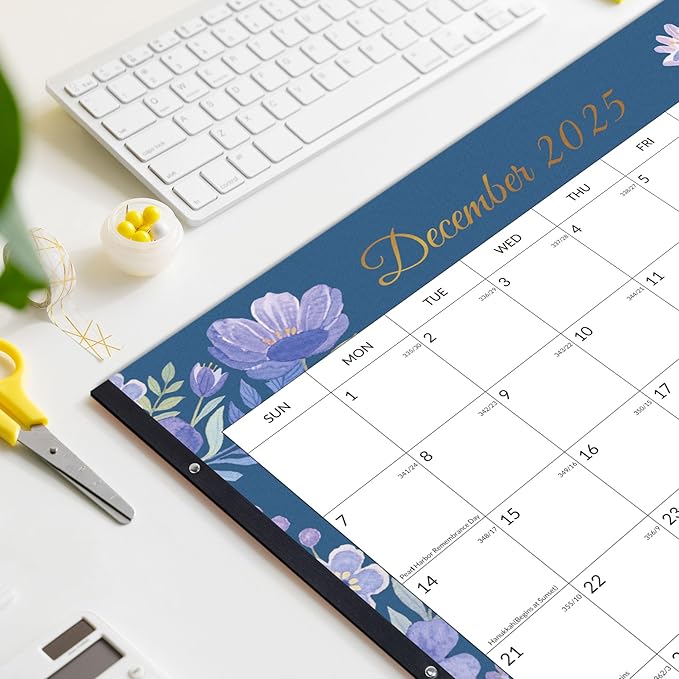 SUNEE Desk Calendar 2026 Large 22x17 from October 2025 to March 2027, Extra Large Desktop Monthly Calendar Pad 18 Months For Teacher or Family, Desk Top, Floral